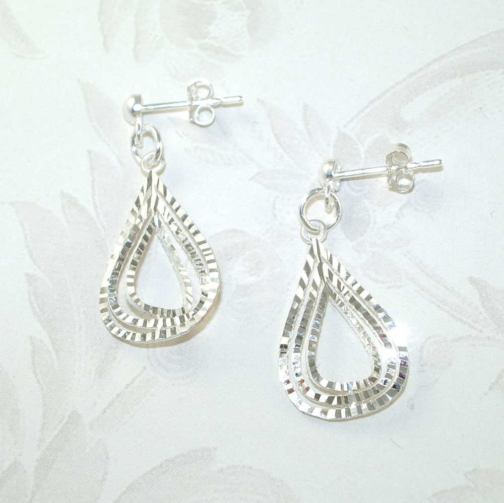 Sterling Silver Diamond Cut Earrings