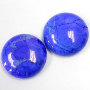 Cabochon, 25mm Round:Howlite Dyed Lapis