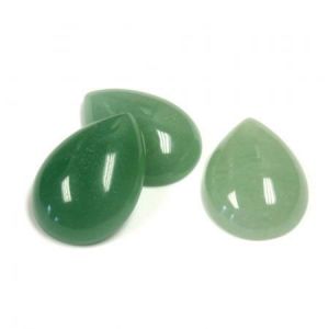 Cabochon, 18x13mm Pear:Green Aventurine