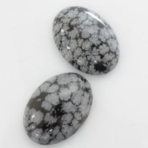 Cabochon, 25x18mm Oval:Snowflake Obsidian