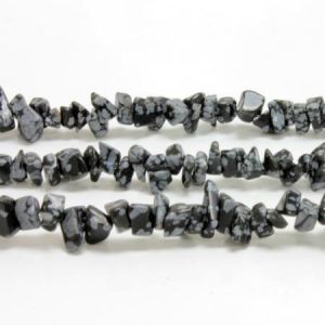 Gemstone:7mm Snowflake Obsidian Chips [36" Strand]