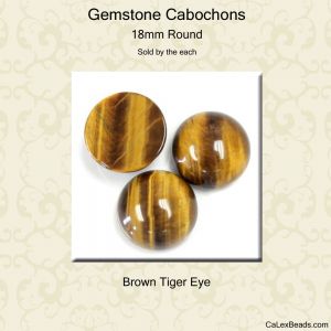 Cabochon, 18mm Round:Brown Tiger Eye [ea]