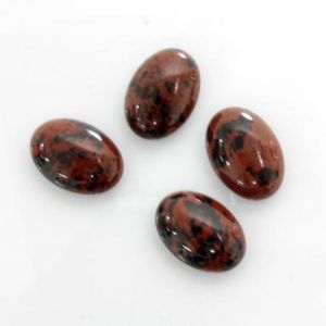 Cabochon, 14x10mm Oval:Red Obsidian