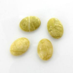 Cabochon, 14x10mm Oval:Yellow Turquoise