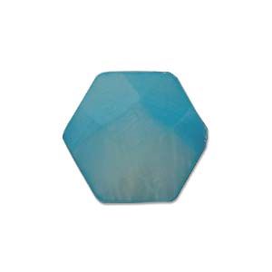 Mother of Pearl:12mm Faceted Hex Beads, Aqua [16"]
