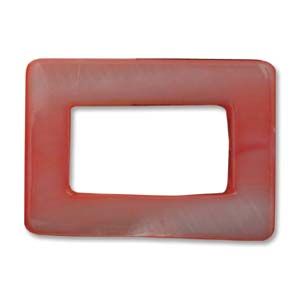Mother of Pearl:25x18mm Open Rectangle Beads, Red [16"]
