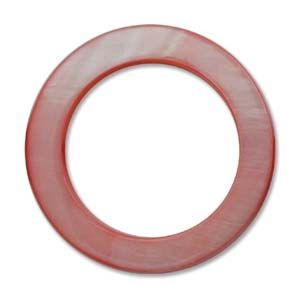Mother of Pearl:30mm Open Ring Beads, Red [16"]