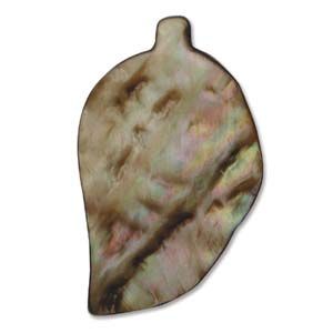 Mother of Pearl:40x25mm Leaf Beads, Brown [16"]