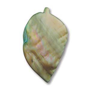 Mother of Pearl:40x25mm Leaf Beads, Lime [16"]