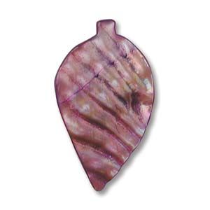 Mother of Pearl:40x25mm Leaf Beads, Purple [16"]