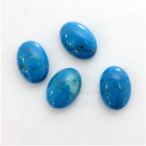 Cabochon, 14x10mm Oval:Howlite Dyed Turquoise