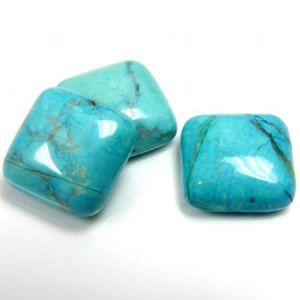 Cabochon, 15mm Square:Howlite Dyed Turquoise