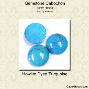 Cabochon, 18mm Round:Howlite Dyed Turquoise [ea]
