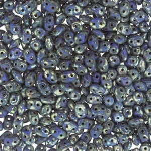 SuperDuo Beads, 2.5x5mm Blue Opaque Picasso [10g]