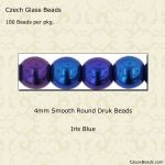Druk Beads:4mm Blue, Iris [100]