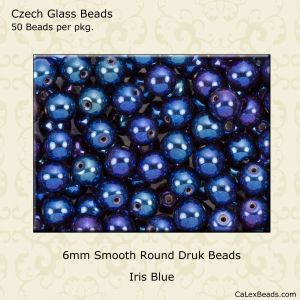 Druk Beads:6mm Blue, Iris [50]