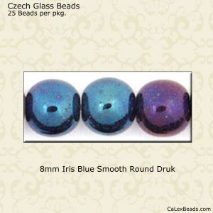 Druk Beads:8mm Blue, Iris [25]