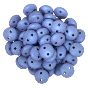 Lentil 2-Hole 6mm Beads, Blue Metallic Suede [50]