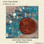 Star Flower Bead 10mm Aquamarine, AB [25]