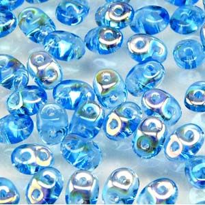 SuperDuo Beads, 2.5x5mm Aquamarine AB [10g]