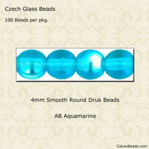 Druk Beads:4mm Aquamarine, AB [100]