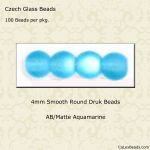 Druk Beads:4mm Aquamarine, AB/Matte [100]