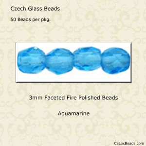 Fire Polished Beads:3mm Aquamarine [50]