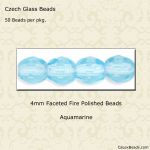 Fire Polished Beads:4mm Aquamarine [50]