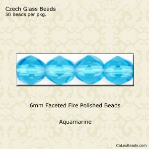 Fire Polished Beads:6mm Aquamarine [50]