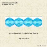 Fire Polished Beads:6mm Aquamarine [50]