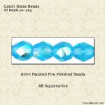 Fire Polished Beads:6mm Aquamarine, AB [50]