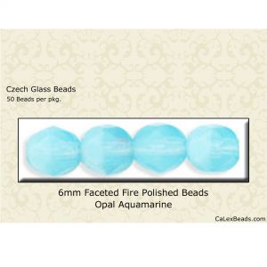 Fire Polished Beads:6mm Aquamarine, Opal [50]