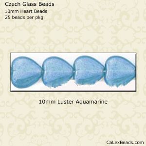 Heart Beads 10mm:Aquamarine, Luster [25]