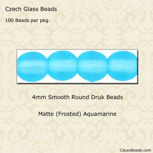 Druk Beads:4mm Aquamarine, Matte [100]