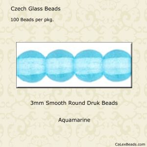 100 Sapphire AB Czech Pressed Glass Round Druk Beads 3mm