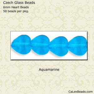Heart Beads 6mm:Aquamarine, Transparent [50]