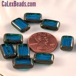 Rectangle Bead:8x12mm Capri Blue, Picasso [10]