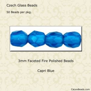Fire Polished Beads:3mm Capri Blue [50]