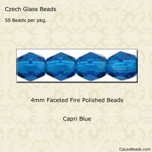 Fire Polished Beads:4mm Capri Blue [50]