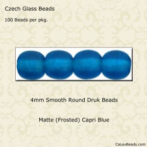 Druk Beads:4mm Capri Blue, Matte [100]