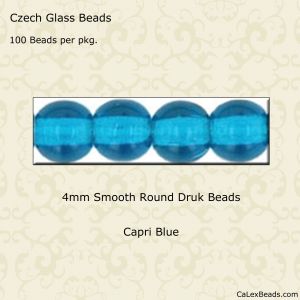 Druk Beads:4mm Capri Blue [100]