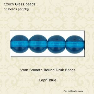 Druk Beads:6mm Capri Blue, Matte [50]