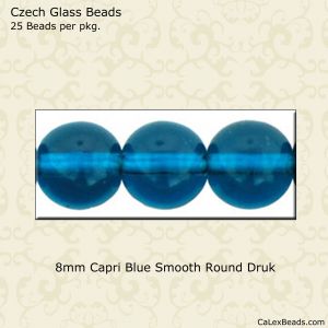Druk Beads:8mm Capri Blue [25]