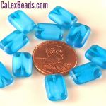 Rectangle Bead:8x12mm Capri Blue/White [10]