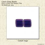 CzechMate 2-Hole Tile Beads 6mm:Cobalt, Vega [50]