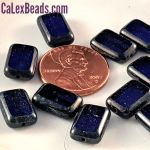 Rectangle Bead:8x12mm Cobalt, Picasso [10]