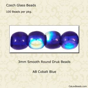 Druk Beads:3mm Cobalt Blue, AB [100]