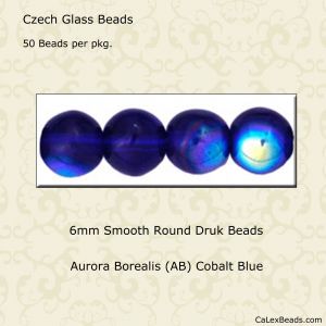 Druk Beads:6mm Cobalt, AB [50]