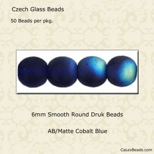 Druk Beads:6mm Cobalt, AB/Matte [50]