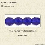 Fire Polished Beads:4mm Cobalt Blue [50]